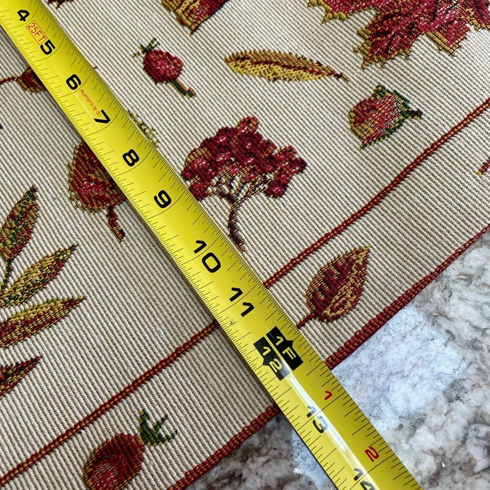 Autumn Leaves Woven Table Runner - Cream, Red & Gold - Picture 5 of 6
